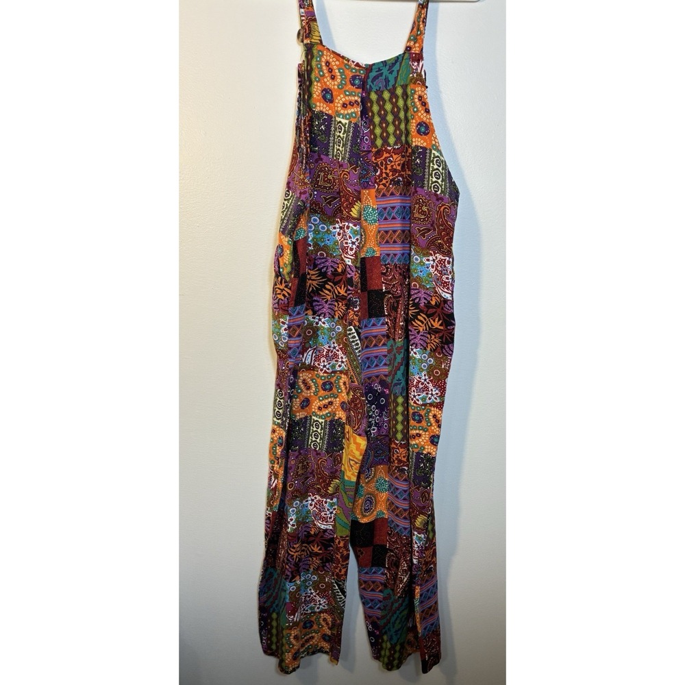 Patchwork Printed Jumpsuit Women's Medium Boho Si… - image 5